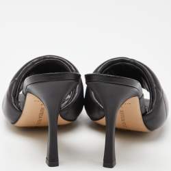 Pre Owned Bottega Veneta Black Quilted Leather Lido Slide Sandals Size 38