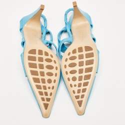 Bottega Veneta Blue Leather Strappy Pointed Toe Slingback Sandals Size 40