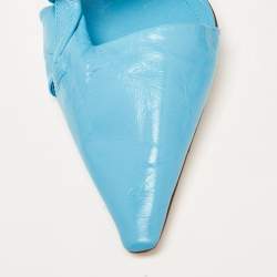 Bottega Veneta Blue Leather Strappy Pointed Toe Slingback Sandals Size 40