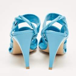 Bottega Veneta Blue Leather Strappy Pointed Toe Slingback Sandals Size 40