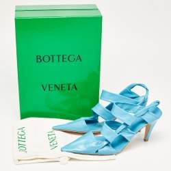 Bottega Veneta Blue Leather Strappy Pointed Toe Slingback Sandals Size 40