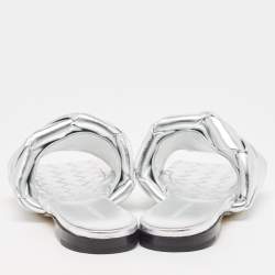 Pre Owned صندل سلايد فلات بوتيغا فينيتا ليدو جلد إنترشياتو فضي مقاس 38