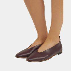 Pre Owned Bottega Veneta Brown Leather Ballet Flats 36
