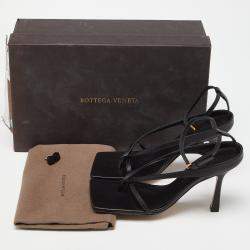 Pre Owned Bottega Veneta Leather Ankle Strap Thong Sandals 35