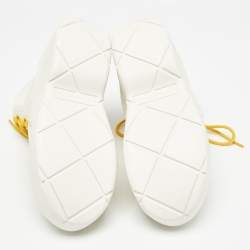 Pre Owned Bottega Veneta Cream Leather and Nylon High Top Sneakers Size 36