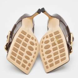 مملوكة مسبقًا صندل سلايد بوتيغا فينيتا سترتش بني بإبزيم مقاس 36