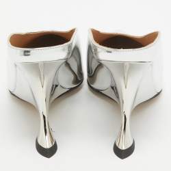 Pre Owned Bottega Veneta Sliver Leather Mules Size 39