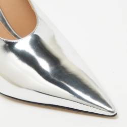 Pre Owned Bottega Veneta Sliver Leather Mules Size 39