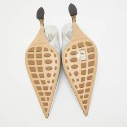 Pre Owned Bottega Veneta Sliver Leather Mules Size 39