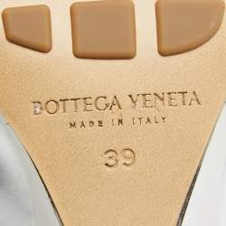 Pre Owned Bottega Veneta Sliver Leather Mules Size 39