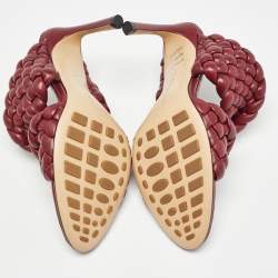 Pre Owned Bottega Veneta Burgundy Quilted Leather Bv Curve Slide Sandals Size 36