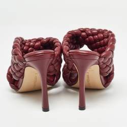 Pre Owned Bottega Veneta Burgundy Quilted Leather Bv Curve Slide Sandals Size 36