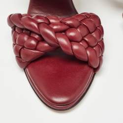 Pre Owned Bottega Veneta Burgundy Quilted Leather Bv Curve Slide Sandals Size 36