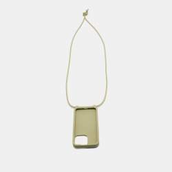 Bottega Veneta Light Green Intrecciato Silicone Rubber iPhone 14 Case On Strap
