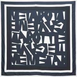 Bottega Veneta Blue Geometric Print Silk Square Scarf 