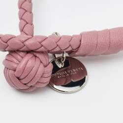 Bottega Veneta Intrecciato Leather Silver Tone Bracelet S