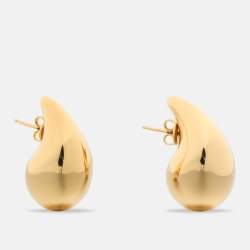 Pre Owned Bottega Veneta Drop Gold Tone Sterling Silver Earrings