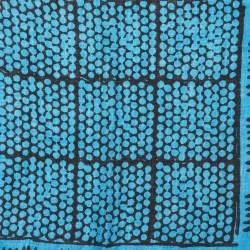 Pre Owned Bottega Veneta Blue/Black Printed Silk Blend Scarf