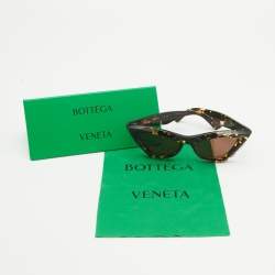 Pre Owned Bottega Veneta Brown Tortoise BV1101S Cat Eye Sunglasses