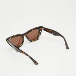 Pre Owned Bottega Veneta Brown Tortoise BV1101S Cat Eye Sunglasses