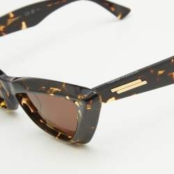 Pre Owned Bottega Veneta Brown Tortoise BV1101S Cat Eye Sunglasses