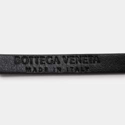 Pre Owned Bottega Veneta Black Leather Double Skinny Horseshoe Belt 