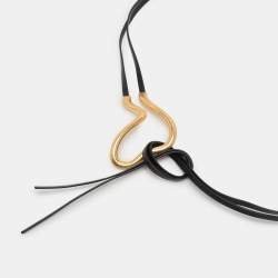 Pre Owned Bottega Veneta Black Leather Double Skinny Horseshoe Belt 