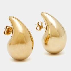 Pre Owned Bottega Veneta Drop Gold Tone Sterling Silver Earrings