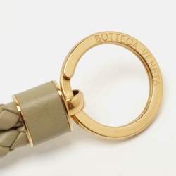 Bottega Veneta Mint Green Intrecciato Leather Key Ring