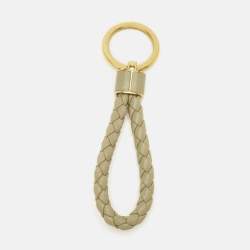 Bottega Veneta Mint Green Intrecciato Leather Key Ring