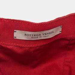 Pre Owned Bottega Veneta Red Cotton & Leather Intrecciato Weave Baseball Cap M (581)