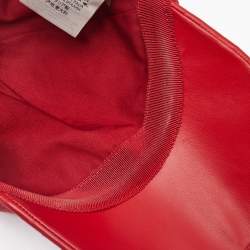 Pre Owned Bottega Veneta Red Cotton & Leather Intrecciato Weave Baseball Cap M (581)