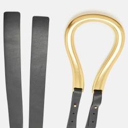 Bottega Veneta Black Leather Horseshoe Buckle Belt M