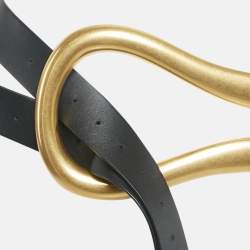Bottega Veneta Black Leather Horseshoe Buckle Belt M