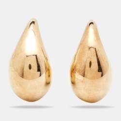 Bottega Veneta Large Drop Shape Gold Finish Sterling Silver Stud Earrings