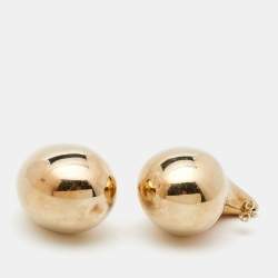Bottega Veneta Large Drop Shape Gold Finish Sterling Silver Stud Earrings