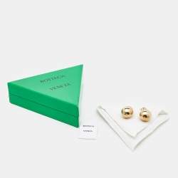 Bottega Veneta Large Drop Shape Gold Finish Sterling Silver Stud Earrings