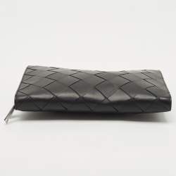 Bottega Veneta Black Intrecciato Leather Zip Document Case
