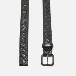 Pre Owned Bottega Veneta Black Intrecciato Leather Belt 95 CM