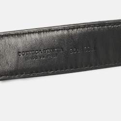 Pre Owned Bottega Veneta Black Intrecciato Leather Belt 95 CM