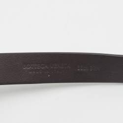 Pre Owned Bottega Veneta Brown Leather Knot Buckle Belt 85 CM