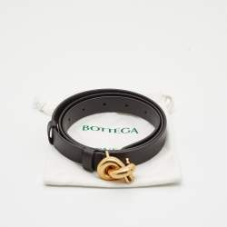 Pre Owned Bottega Veneta Brown Leather Knot Buckle Belt 85 CM