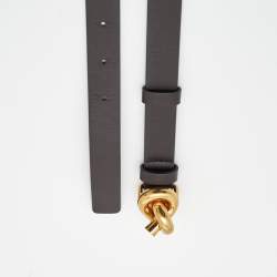 Pre Owned Bottega Veneta Brown Leather Knot Buckle Belt 85 CM