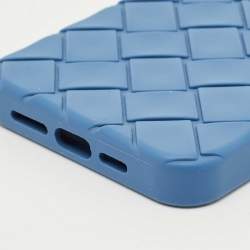 Pre Owned Bottega Veneta Blue Intrecciato Rubber iPhone 16 Pro Max Case