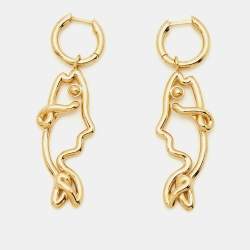 Pre Owned Bottega Veneta Fish Gold Tone Sterling Silver Earrings