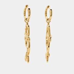 Pre Owned Bottega Veneta Fish Gold Tone Sterling Silver Earrings