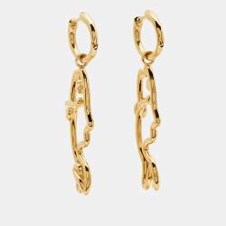 Pre Owned Bottega Veneta Fish Gold Tone Sterling Silver Earrings