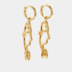 Pre Owned Bottega Veneta Fish Gold Tone Sterling Silver Earrings