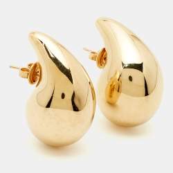 Pre Owned Bottega Veneta Drop Gold Tone Sterling Silver Earrings
