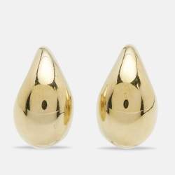 Pre Owned Bottega Veneta Drop Shape Gold Finish Sterling Silver Stud Earrings